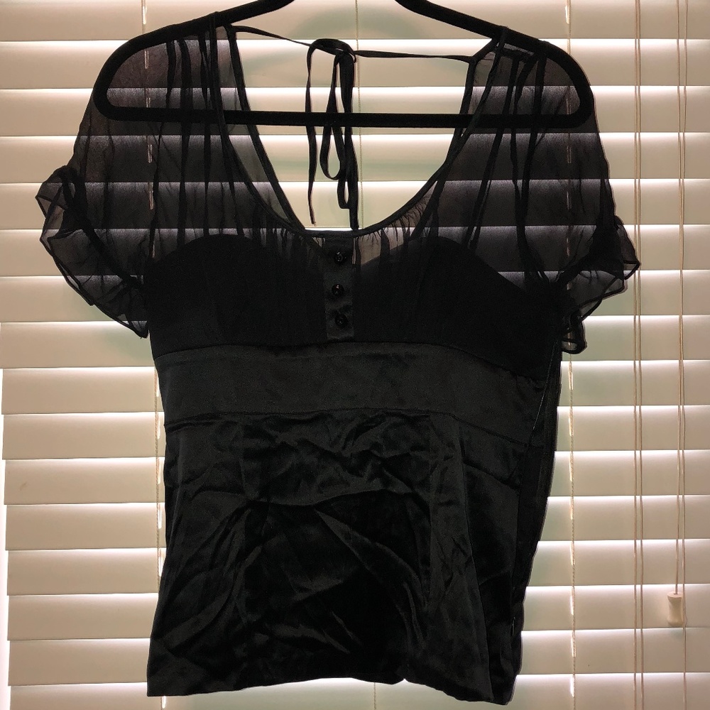 Arden B Silk Black Top Medium
